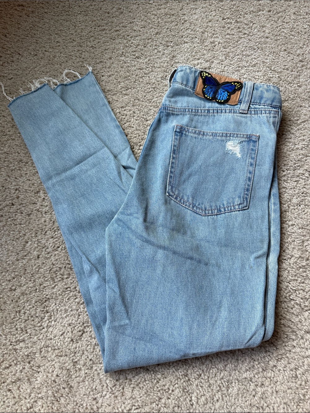 H&M Coachella Blue Skinny Jeans with Butterfly Patch